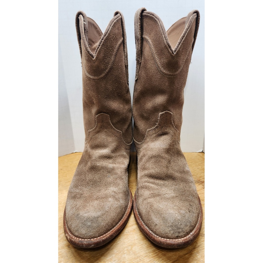 Tecovas The Johnny Mens Honey Suede Western Roper Boots 8.5D Round Toe Handmade